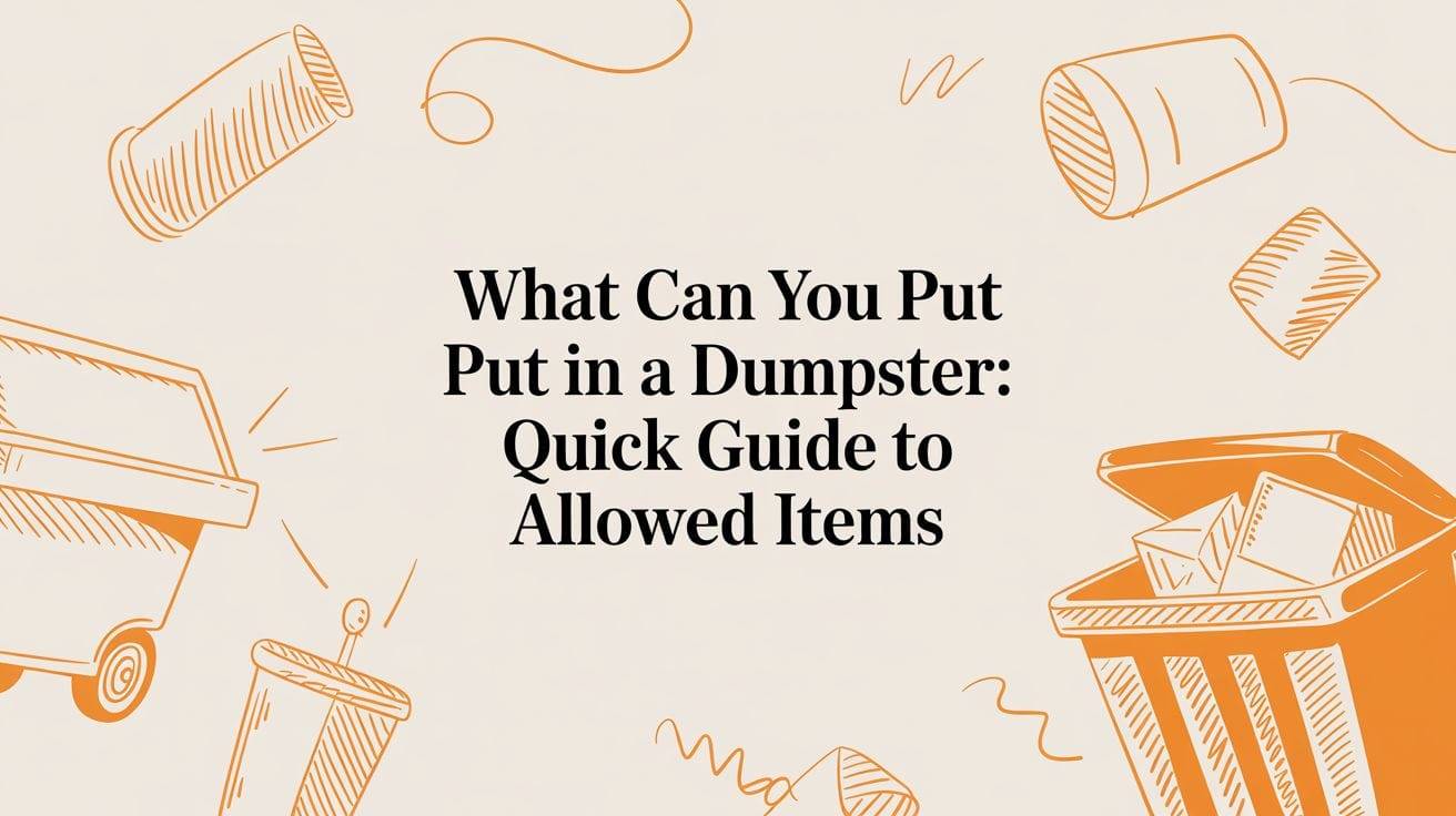 Dumpster allowed items guide with illustrations.