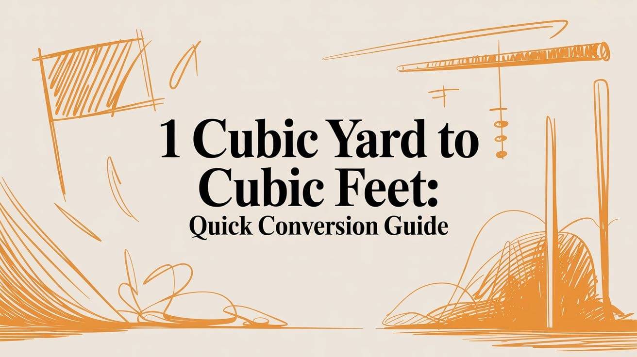 Cubic yard to feet conversion guide illustration.
